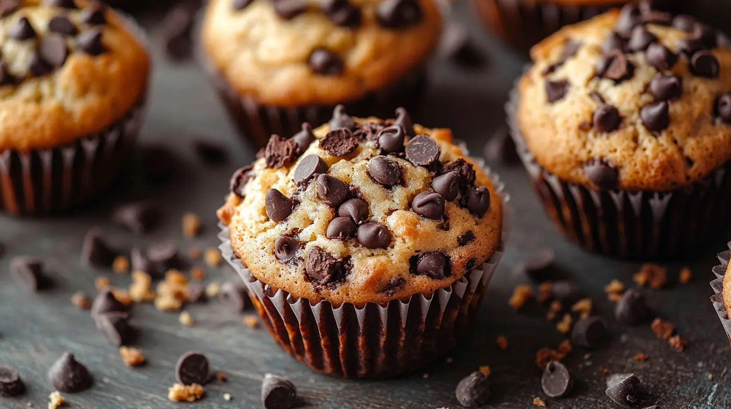 five_chocolate_chip_muffins_n_the_black_skin_like_surface